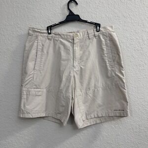 Columbia PFG Men's Beige Lightweight Cargo Shorts Preloved (Size: 38)